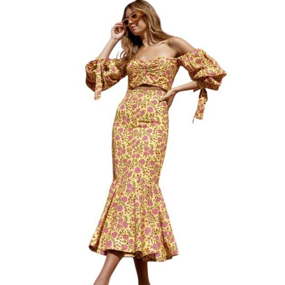 EDDY Anthropologie Patsy Fluted Skirt Hadley Crop Top Outfit Set Size 8 Medium - Picture 2 of 14